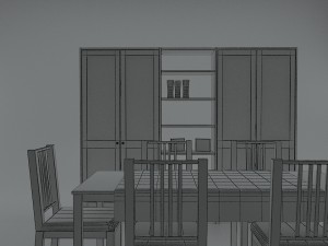 ikea dining table and china cabinet - game ready 3D Модель