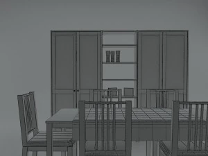 ikea dining table and china cabinet - game ready 3D Model