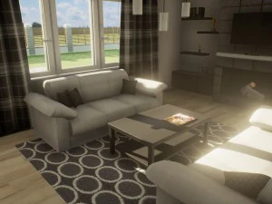 диван и журнальный столик — игра готова 3D Модель