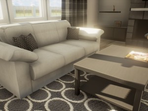 sofa and coffee table - game ready 3D Model