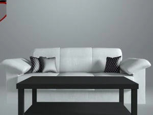 sofa and coffee table - game ready 3D Model