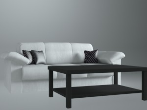 sofa and coffee table - game ready 3D Model