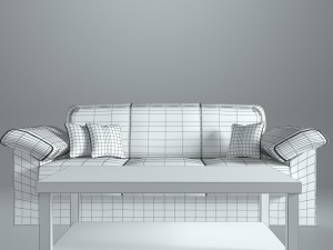 sofa and coffee table - game ready 3D Model