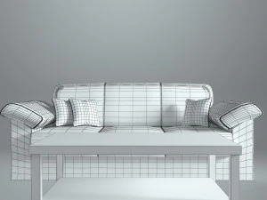 sofa and coffee table - game ready 3D Model