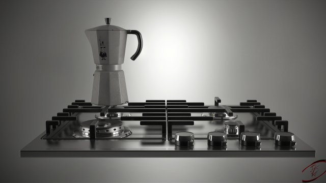gas stove and coffee maker 3D 모델 .c4d .max .obj .3ds .fbx .stl .blend 