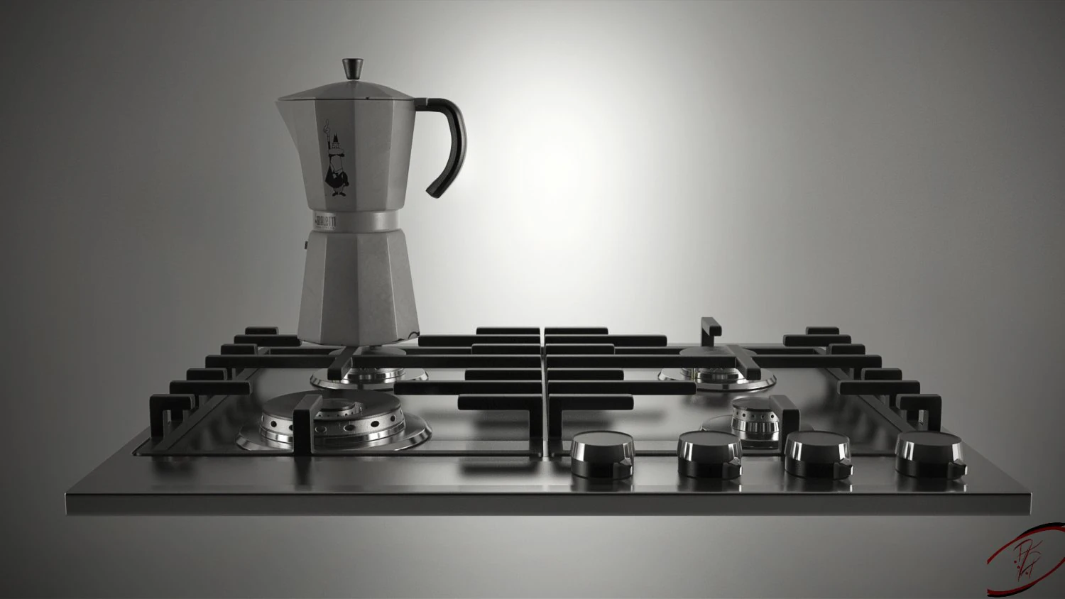 fornello a gas e macchina per il caff&egrave; Modello 3D .c4d .max .obj .3ds .fbx .stl .blend 
