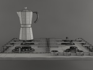 gas stove and coffee maker 3D 모델