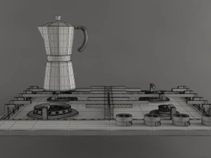 fornello a gas e macchina per il caff&egrave; Modello 3D