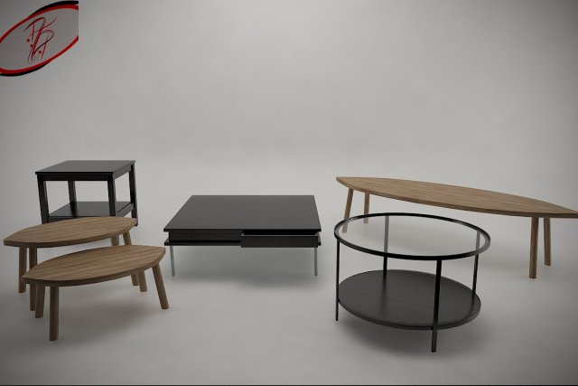 coffee table collection - game ready 3D Model .c4d .max .obj .3ds .fbx .stl .blend 
