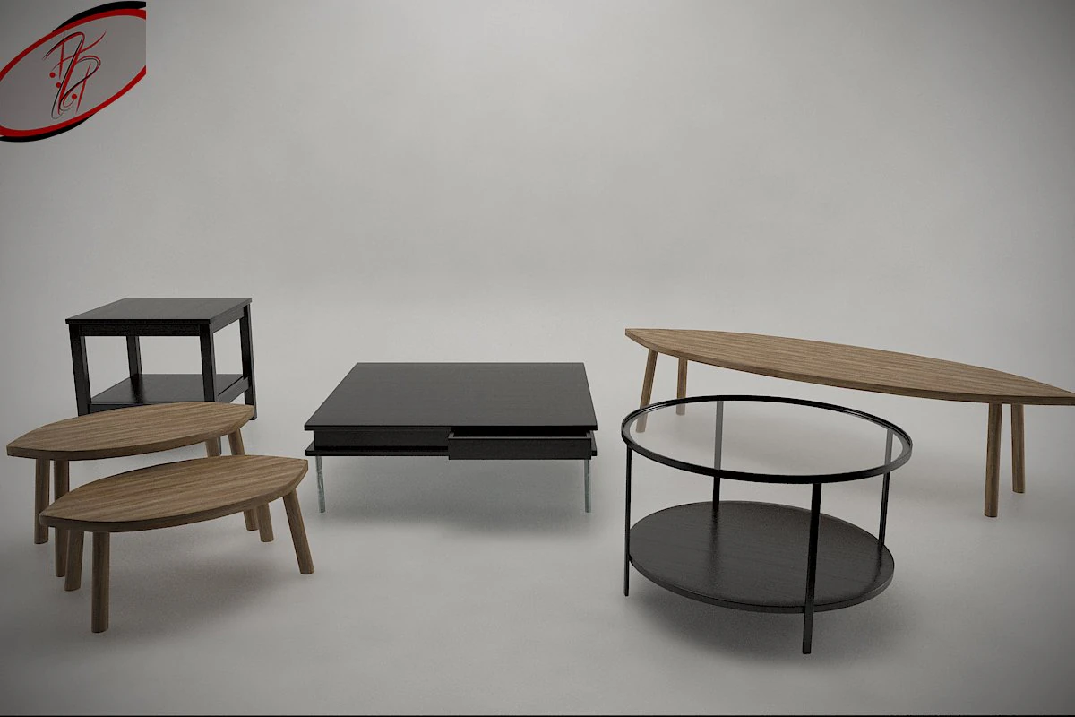 coffee table collection - game ready 3D Model .c4d .max .obj .3ds .fbx .stl .blend