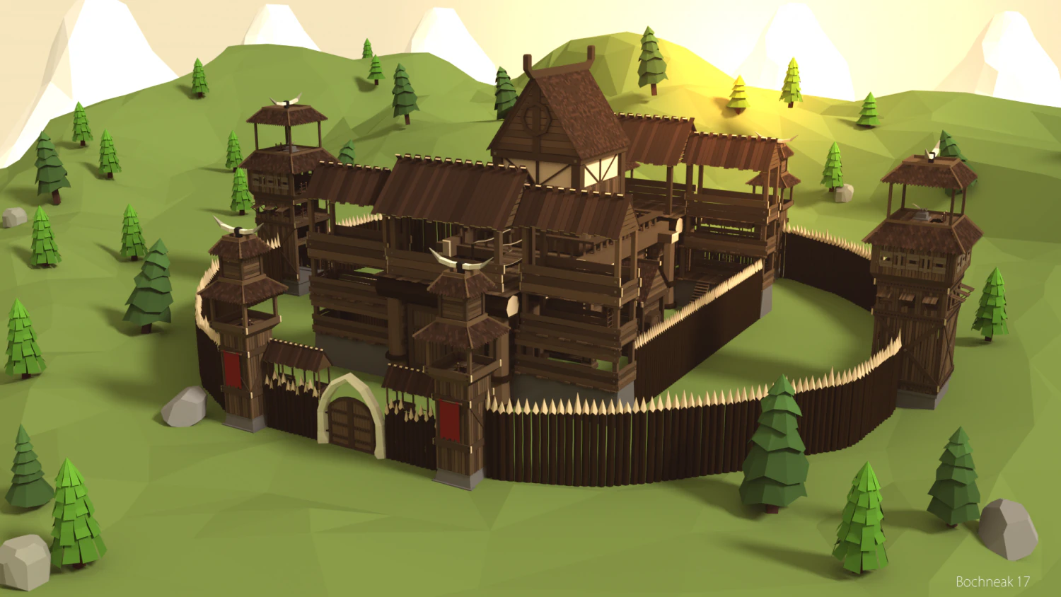 viking outpost 3D Model .c4d .max .obj .3ds .fbx .stl .blend 