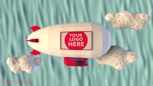 low poly airship Modello 3D .c4d .max .obj .3ds .fbx .stl .blend 