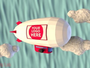 low poly airship Modello 3D