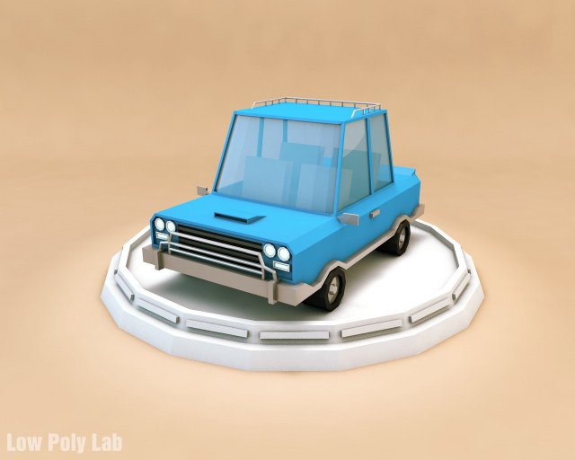 low poly family car Model 3D .c4d .max .obj .3ds .fbx .stl .blend 