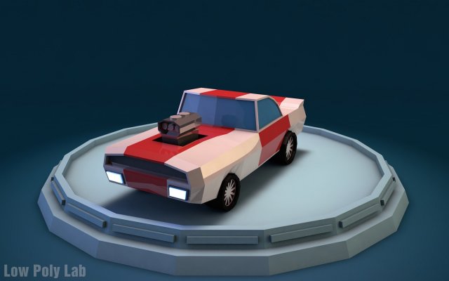 low poly racing car 3D Model .c4d .max .obj .3ds .fbx .stl .blend 