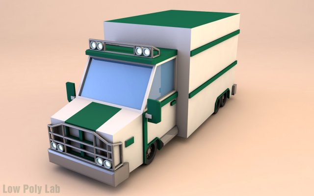 low poly truck 3D Model .c4d .max .obj .3ds .fbx .stl .blend 