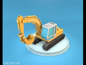 low poly excavator Model 3D