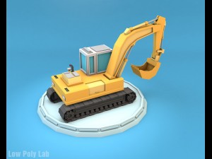 low poly excavator 3D Модель