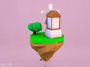 low poly mill 3D Model