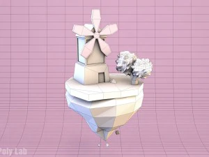 low poly mill 3D Model