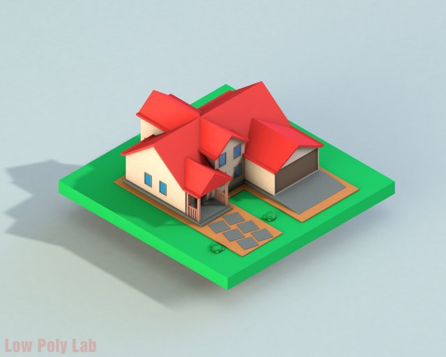 low poly house 3D Model .c4d .max .obj .3ds .fbx .stl .blend 