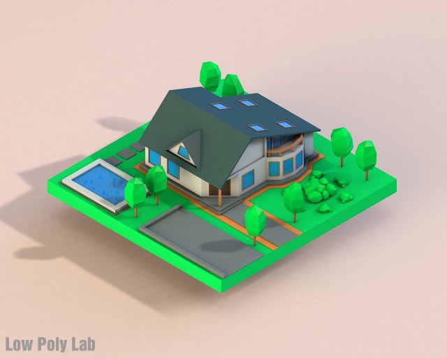 cartoon house low poly 3D Модель .c4d .max .obj .3ds .fbx .stl .blend 