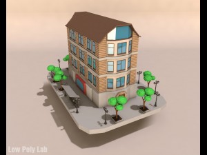low poly city building 3D-Modell