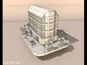 low poly city building 3D Модель