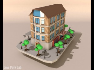 low poly city building 3D Модель