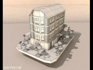 low poly city building 3D Модель