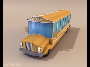 cartoon school bus low poly 3Dモデル
