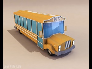 cartoon school bus low poly 3D Model