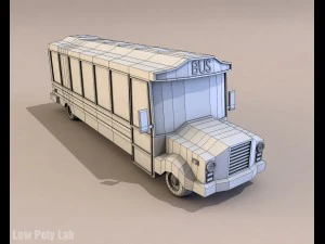 cartoon schoolbus laag poly 3D Model