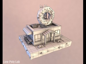cartoon donut cafe low poly 3D Model