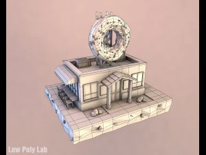 cartoon donut cafe low poly 3D Model