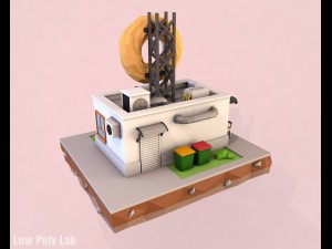 cartoon donut cafe low poly 3D Model