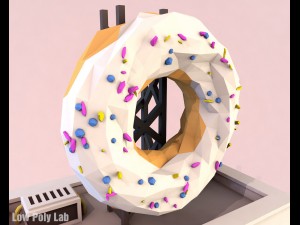 cartoon donut cafe low poly 3D Model