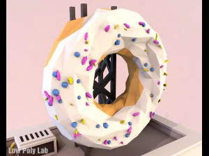 cartoon donut cafe low poly 3D Model