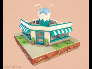 cartoon cocktail cafe low poly 3D-Modell