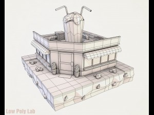cartoon cocktail cafe low poly 3Dモデル