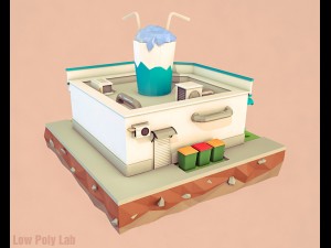 cartoon cocktail cafe low poly 3Dモデル