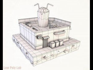 cartoon cocktail cafe low poly 3Dモデル
