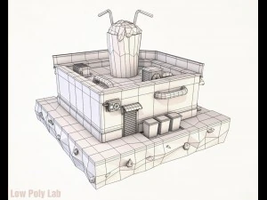 cartoon cocktail cafe low poly 3D Model
