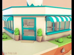 cartoon cocktail cafe low poly 3D Model