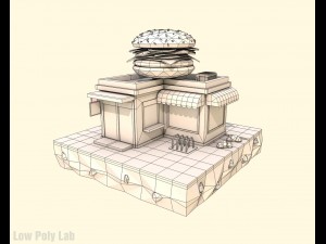 cartoon burger cafe low poly 3D Model