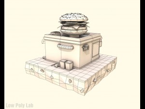 cartoon burger cafe low poly 3D Model