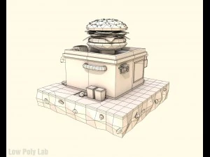 cartoon burger cafe low poly 3D Model