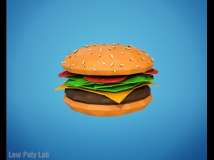cartoon burger cafe low poly 3D Model