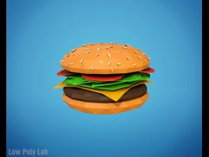 cartoon burger cafe low poly 3D Model