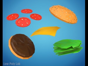 cartoon burger cafe low poly 3D Model
